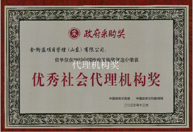 优秀社会代理机构奖